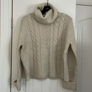 Beige Knit Turtleneck Sweater